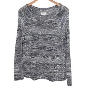 Lou & Grey black and white knit sweater scoop neck size medium